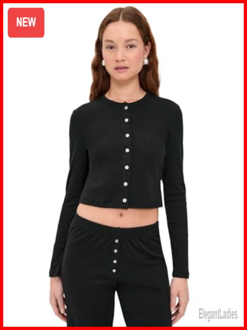 Lightweight Stretch Jersey Button Cardigan Crew Neck Long Sleeve